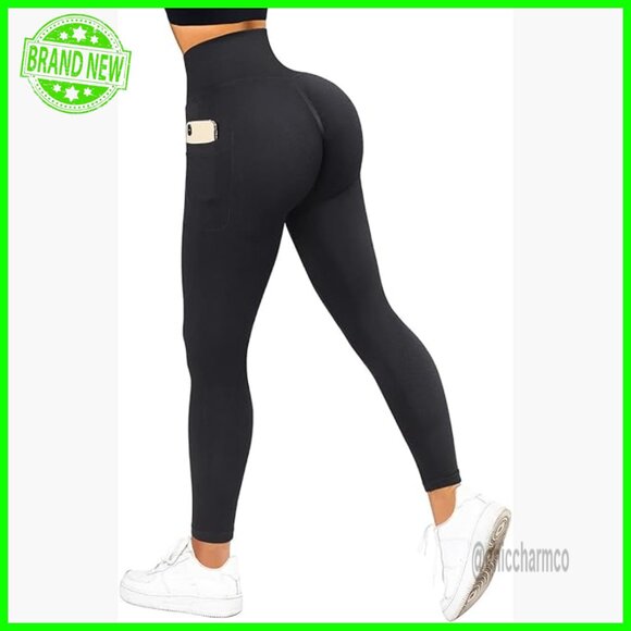 High Waisted Seamless Leggings with Pockets Butt Lift Workout Yoga Pants